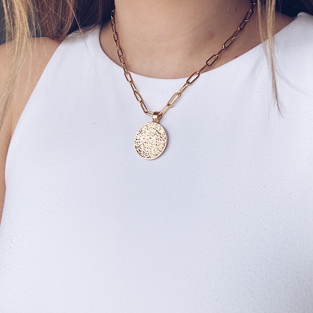 Coin Chunky Necklace Gold Plated